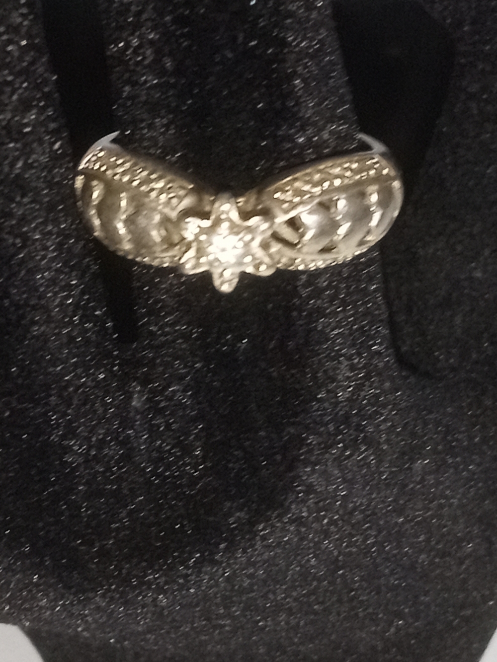 Vintage Polished 925 Silver-Tone Floral Accent Ring - Women Jewelry